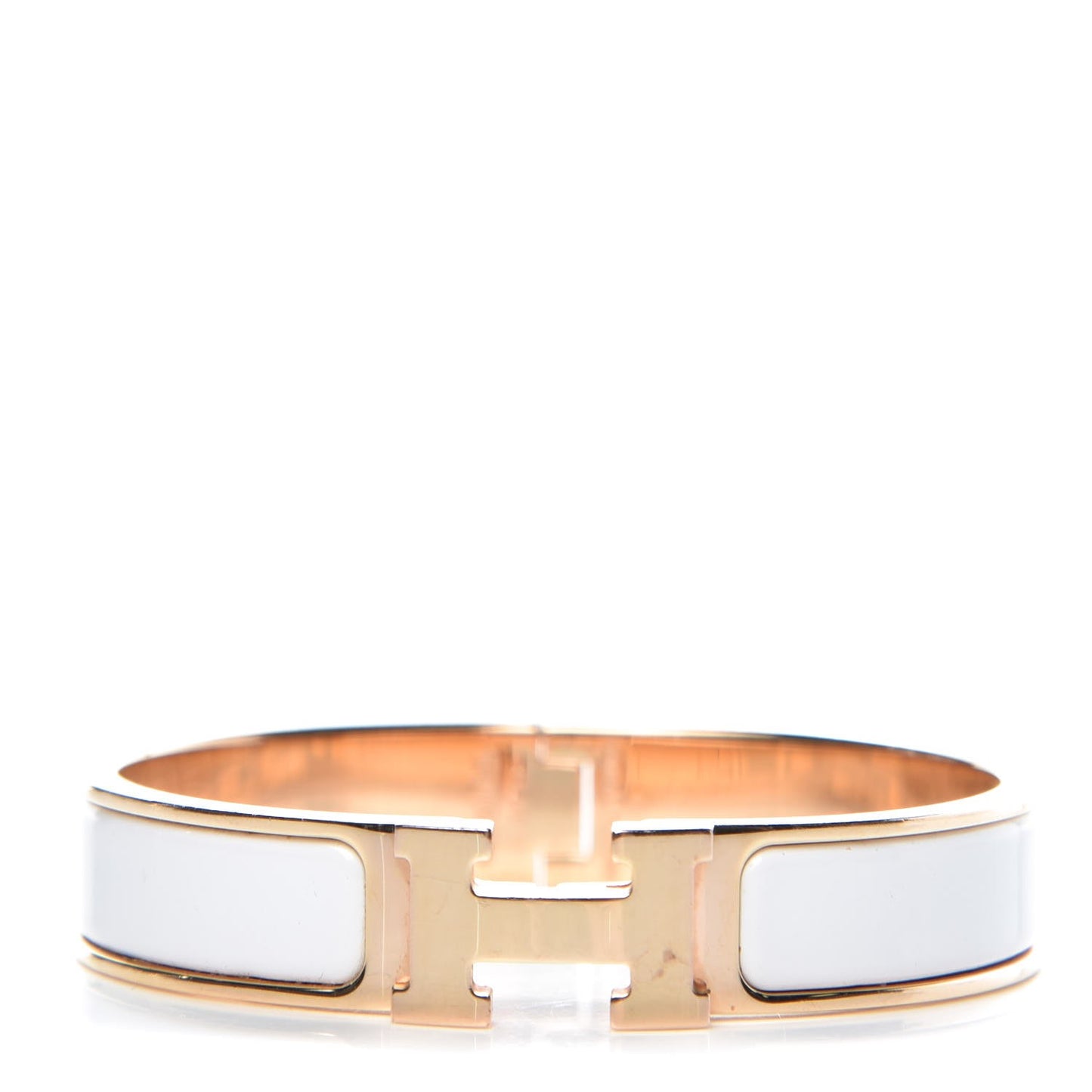 Enamel Narrow Clic Clac H Bracelet PM White
