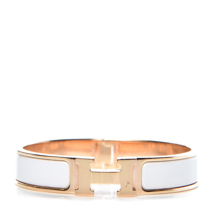 Hermes Enamel Narrow Clic Clac H Bracelet PM White 1 of 6
