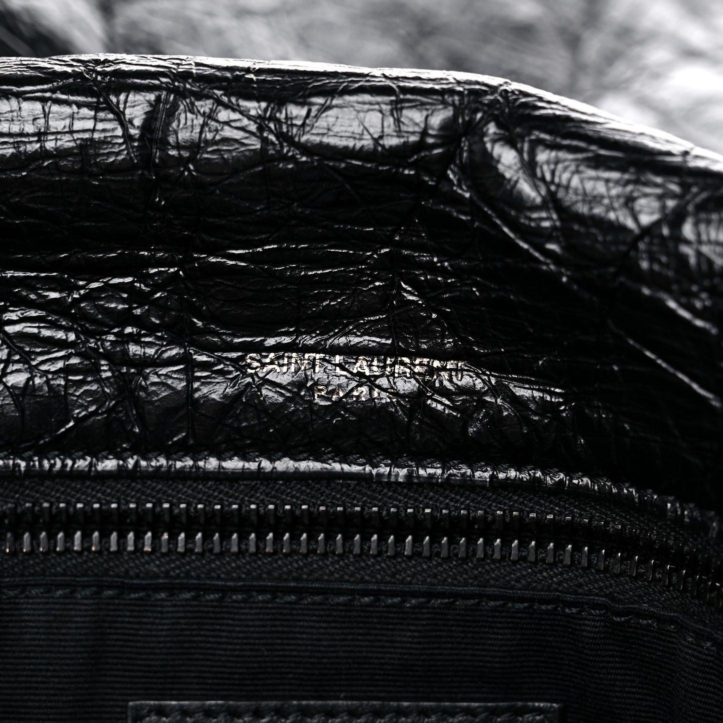 Crinkled Calfskin Matelasse Monogram Medium Niki Chain Satchel Black