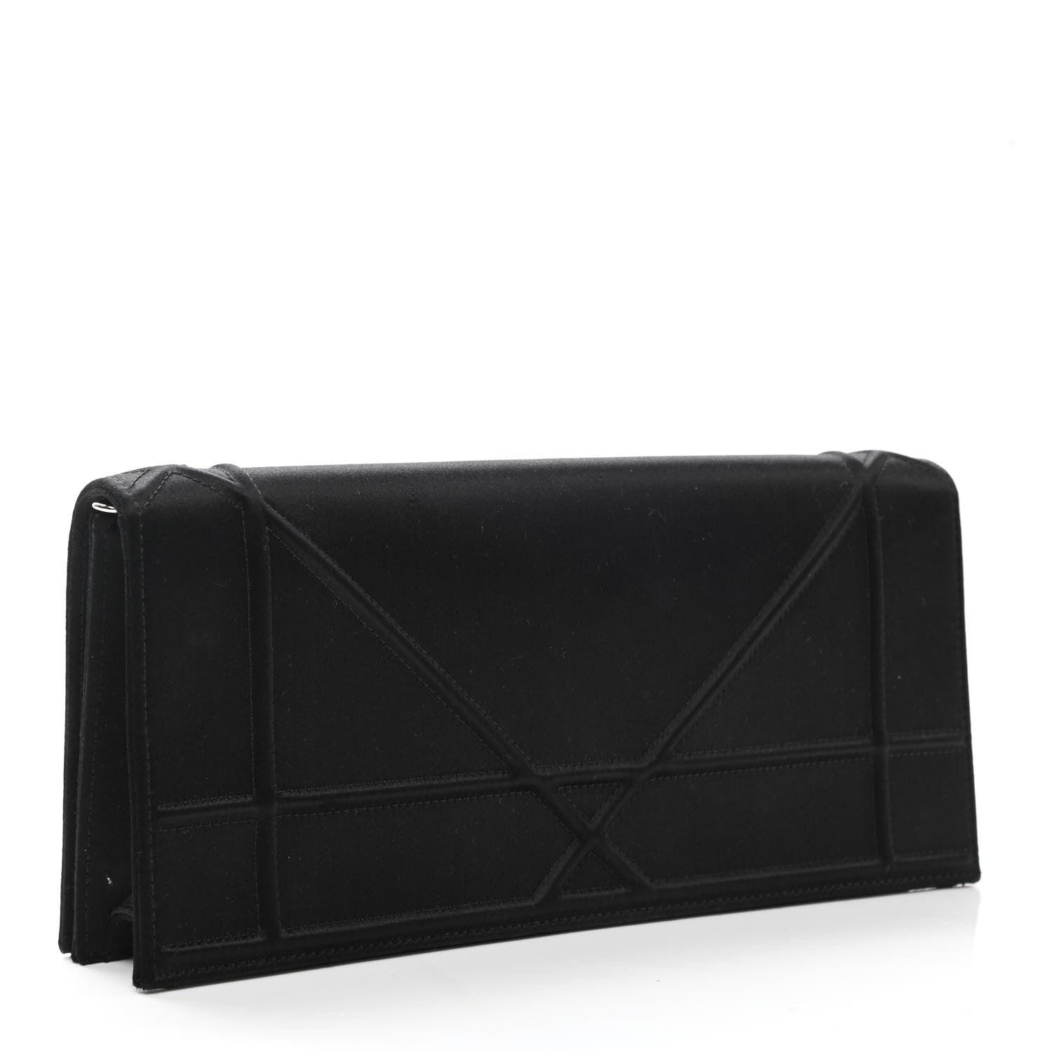 Christian Dior Satin Crystal Diorama Croisiere Chain Wallet Black 3 of 6