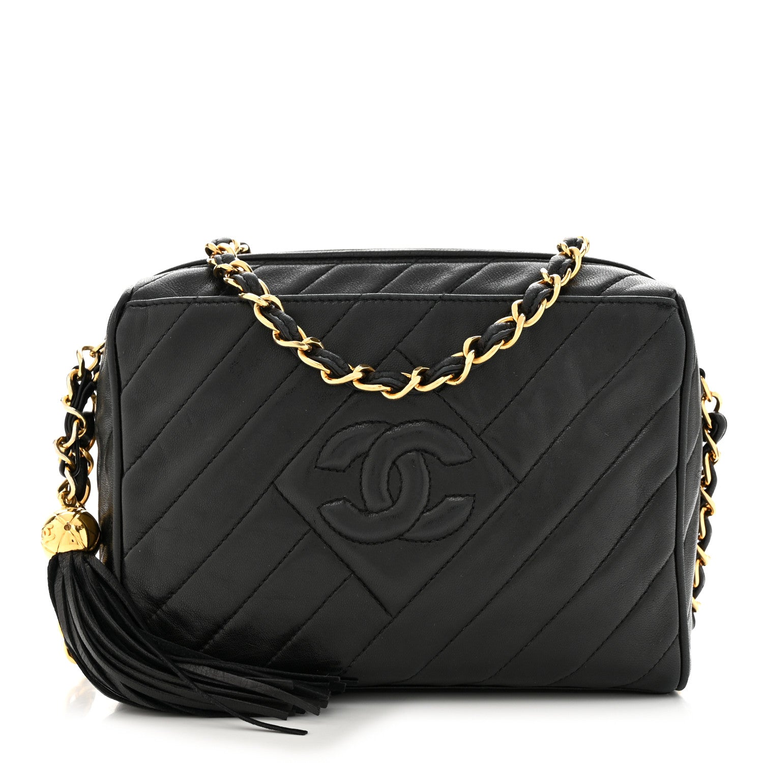 Chanel Lambskin Quilted Tassel Camera Case Black 1 of 11