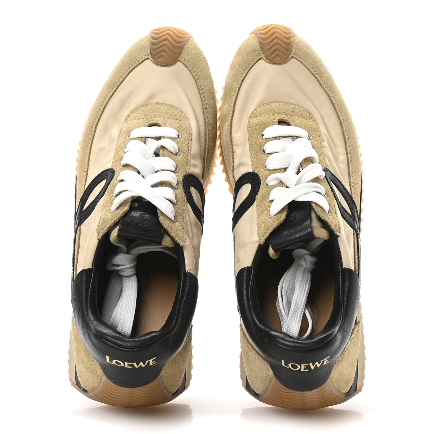 Loewe Nylon Suede Flow Runner Sneakers 40 Gold Black 2 of 9