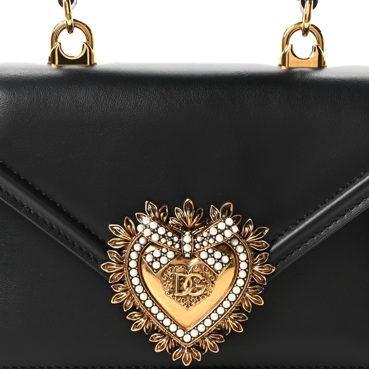 Dolce & Gabbana Smooth Calfskin Small Devotion Envelope Top Handle Bag Black 7 of 9
