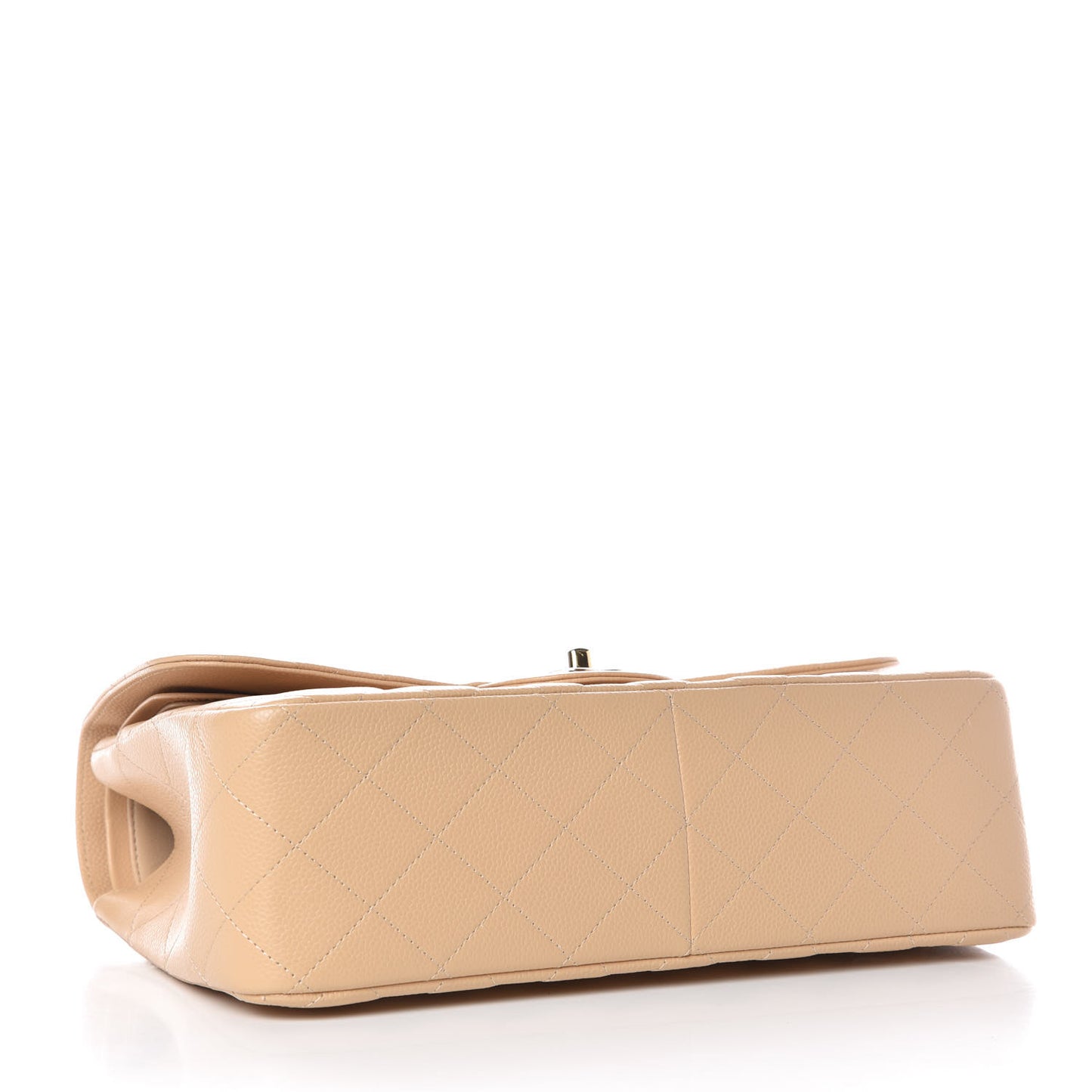 Caviar Quilted Jumbo Double Flap Beige Clair