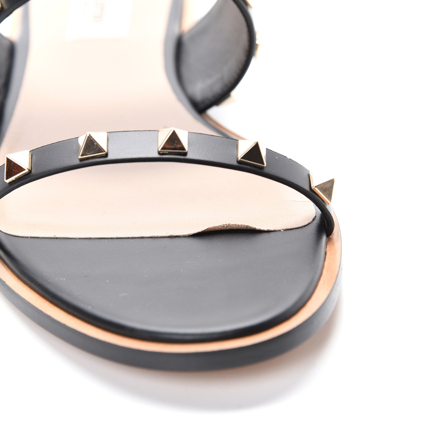 Nappa Rockstud Flat Sandals 41 Black