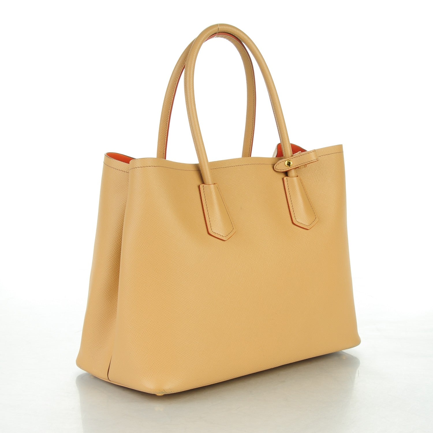 Prada Saffiano Cuir Medium Double Bag Noisette Papaya 3 of 8