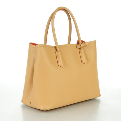 Prada Saffiano Cuir Medium Double Bag Noisette Papaya 3 of 8