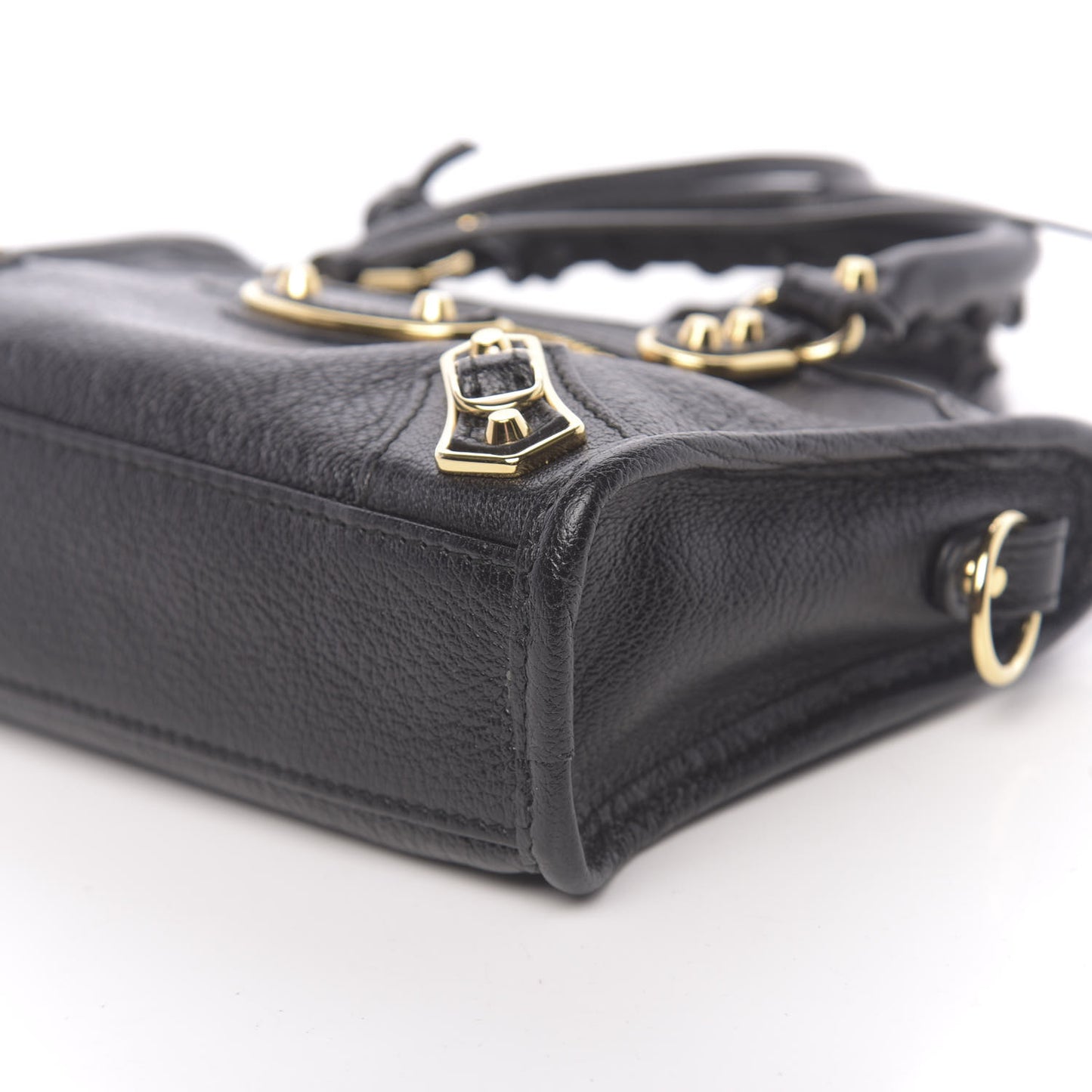 Chevre Gold Metallic Edge Hardware Nano City Black