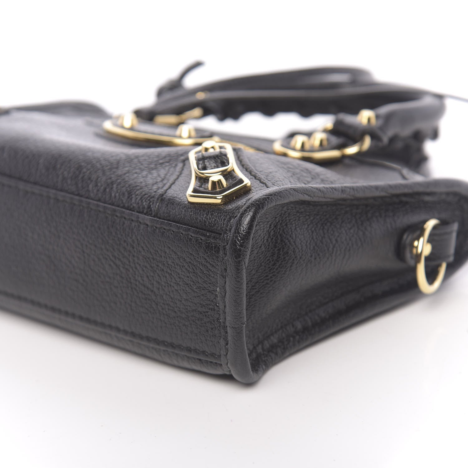Balenciaga Chevre Gold Metallic Edge Hardware Nano City Black 9 of 10