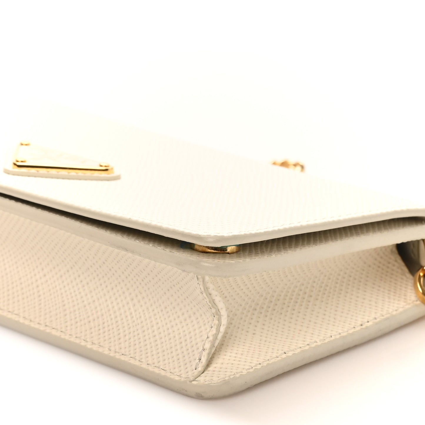 Saffiano Cuir Triangle Logo Miniborse White