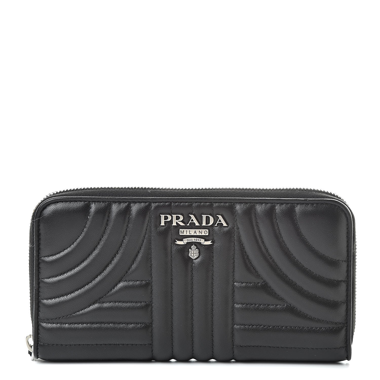 Prada Soft Calfskin Diagramme Zip Around Wallet Black 1 of 8