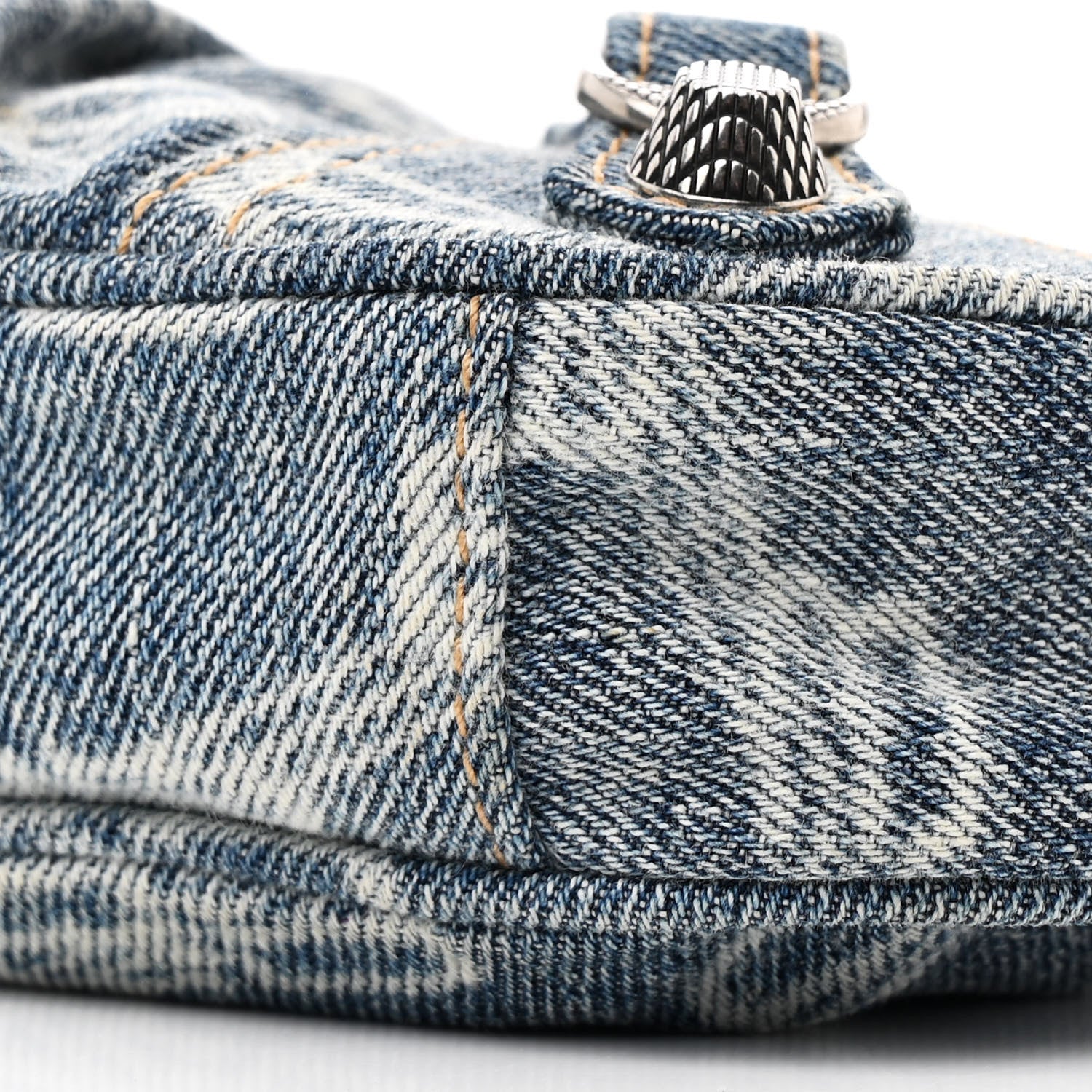 Balenciaga Bleached Denim BB Monogram Le Cagole Mini Purse With Chain Blue 11 of 11