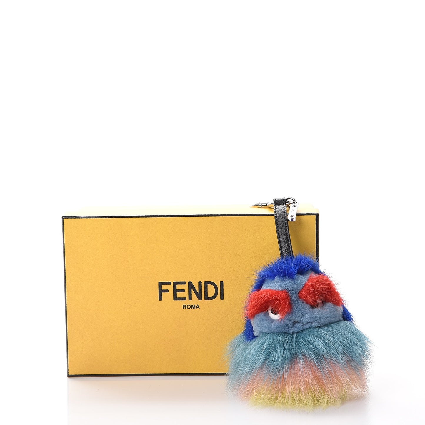Mink Fox Fur Kid Monster Bag Bug Charm Blue Multicolor