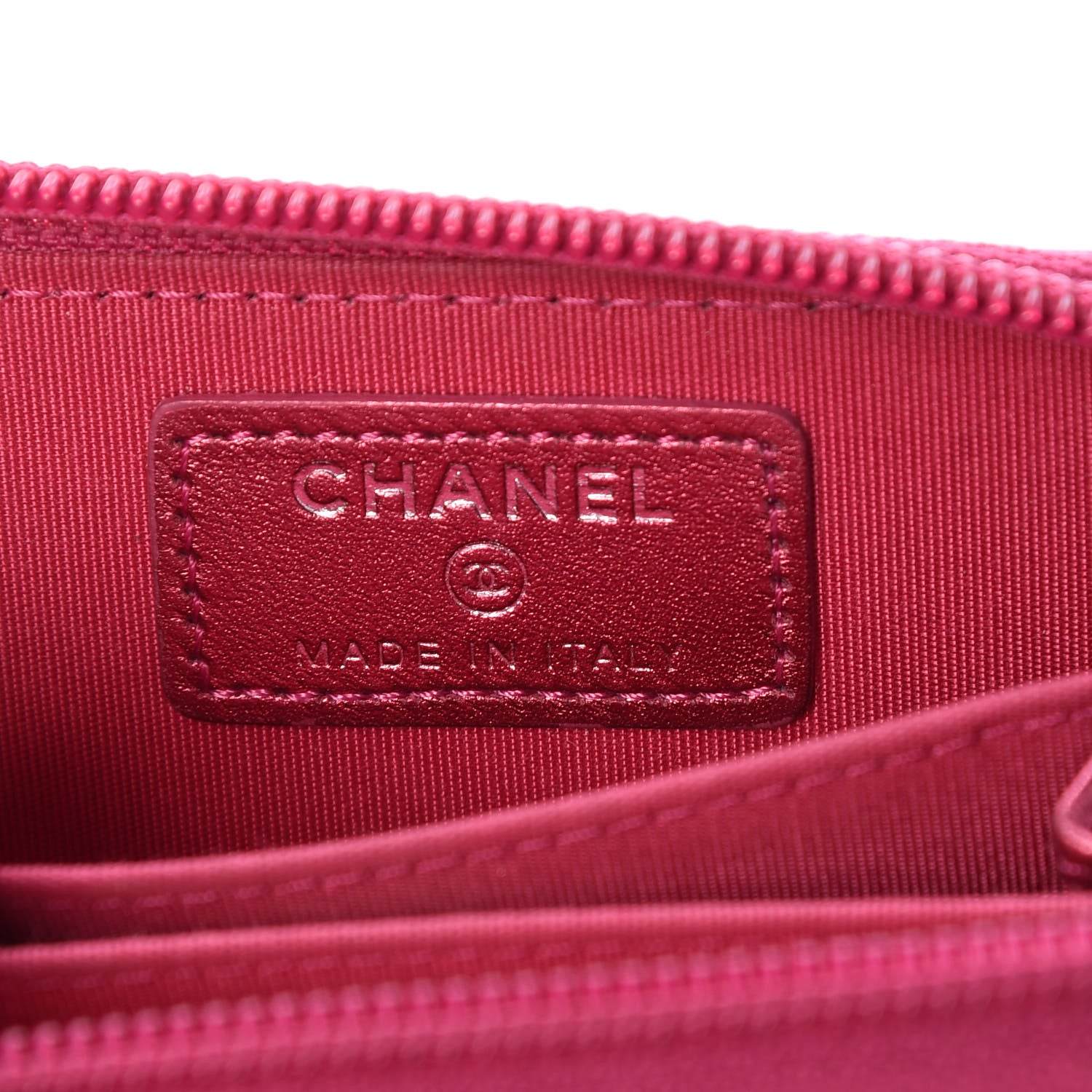 Chanel Metallic Patent Quilted Zip Around Boy Coin Purse Wallet Fuchsia 6 of 8