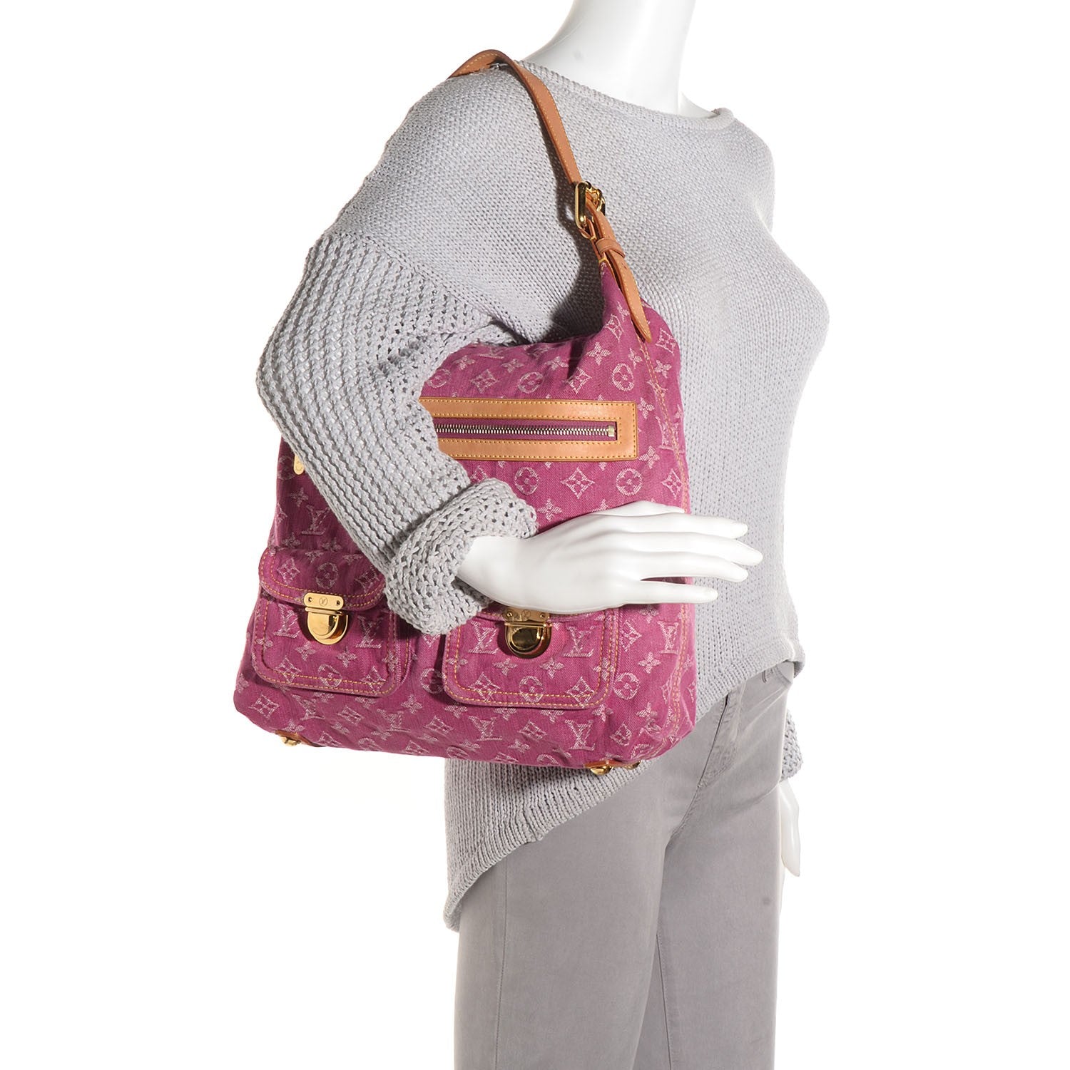 Louis Vuitton Denim Baggy GM Fuchsia 2 of 7