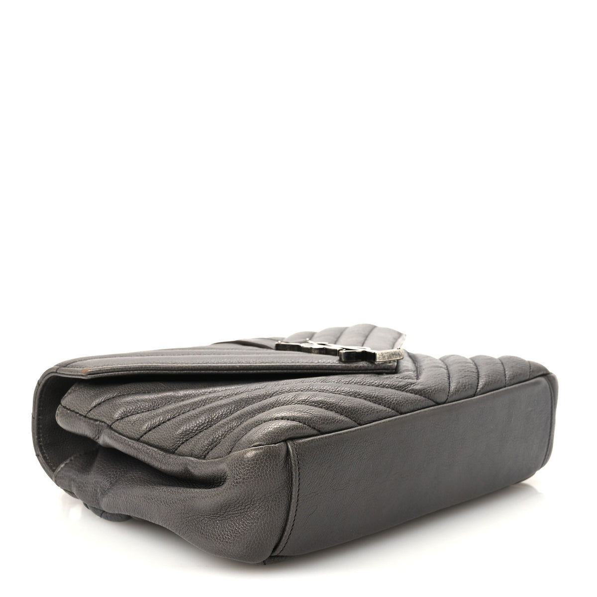 Grained Calfskin Matelasse Chevron Monogram Medium College Bag Grey