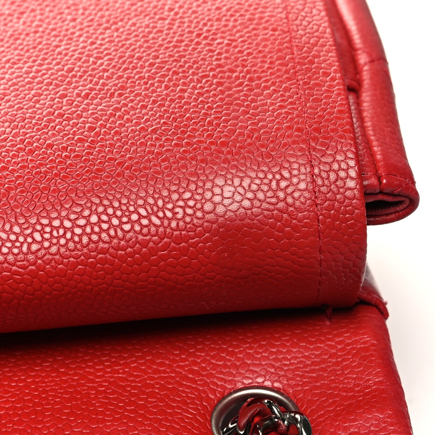 Chanel Caviar Quilted Jumbo Double Flap Red 12 of 13