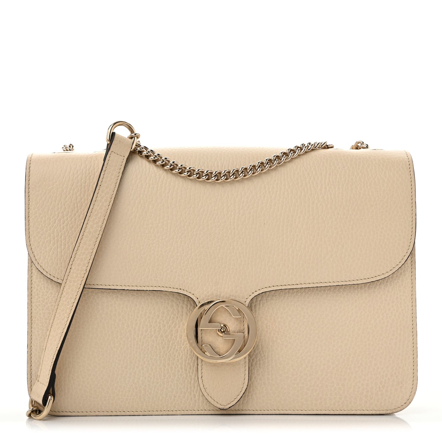 Dollar Calfskin Interlocking G Shoulder Bag Ivoire