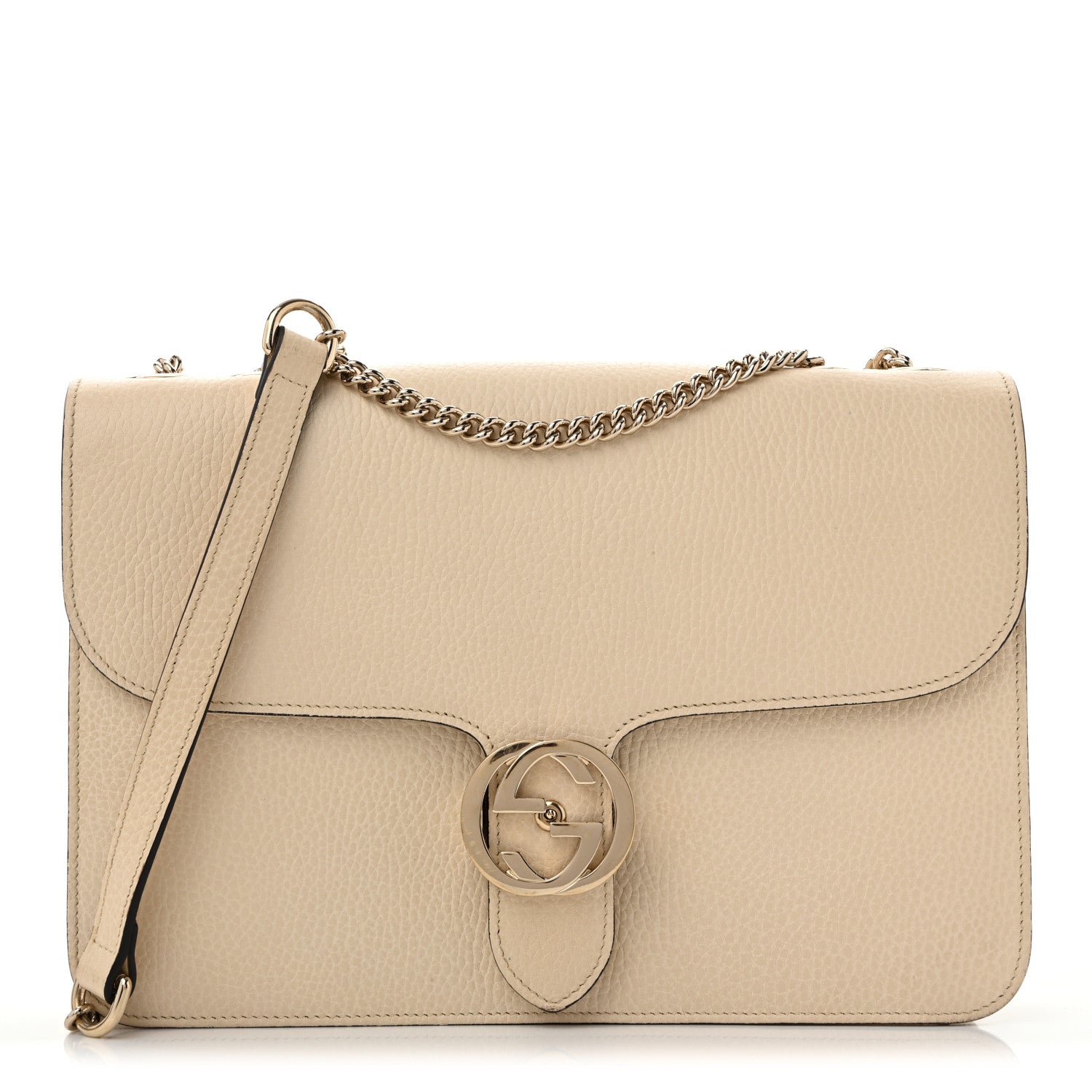 Gucci Dollar Calfskin Interlocking G Shoulder Bag Ivoire 1 of 16