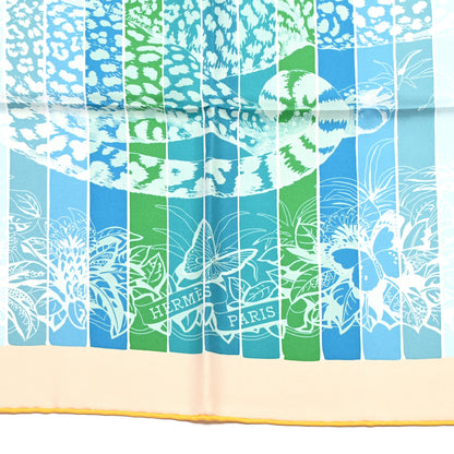 Hermes Silk Jungle Love Rainbow Scarf 90 Vert Rose Multicolor 4 of 6