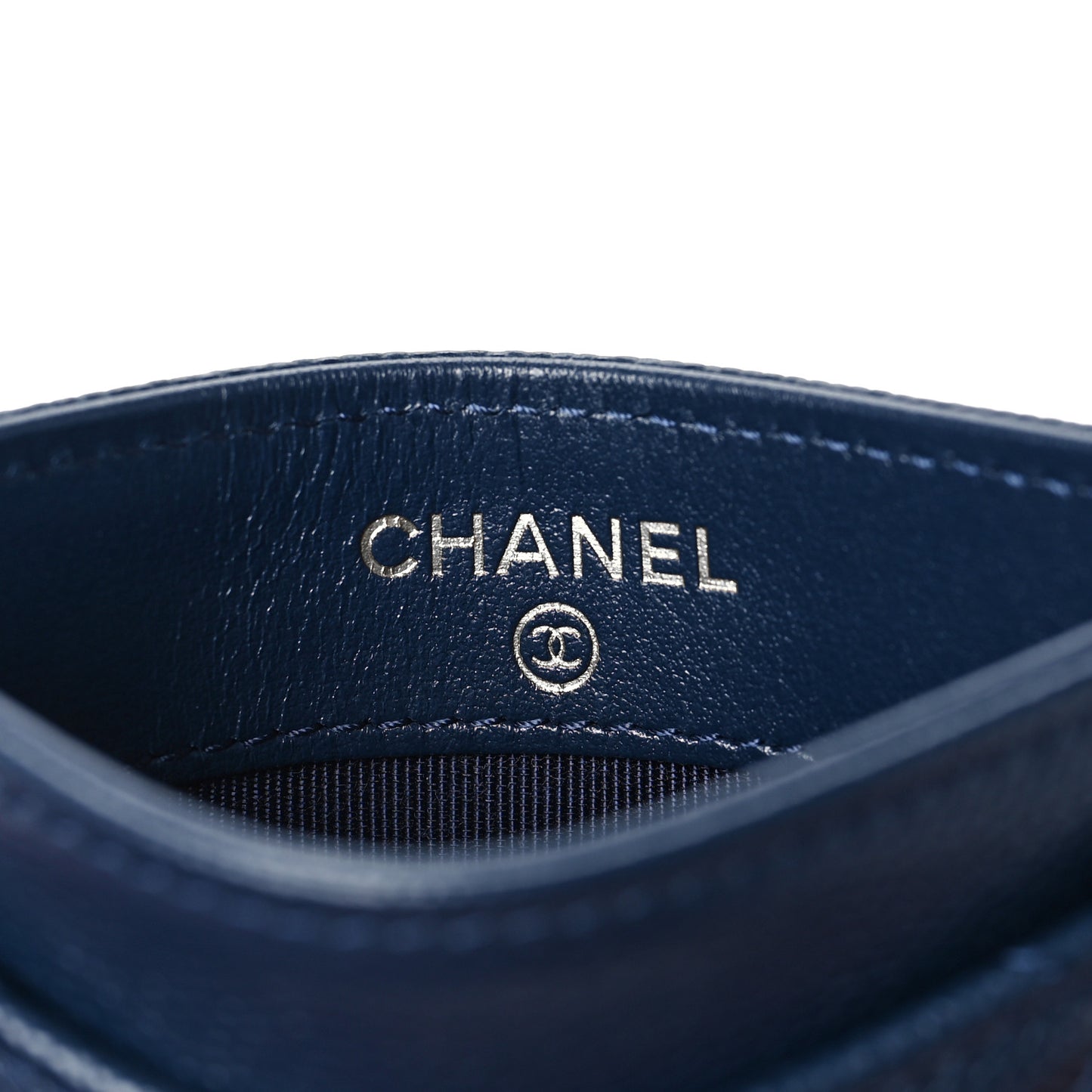 Caviar Quilted Card Holder Navy