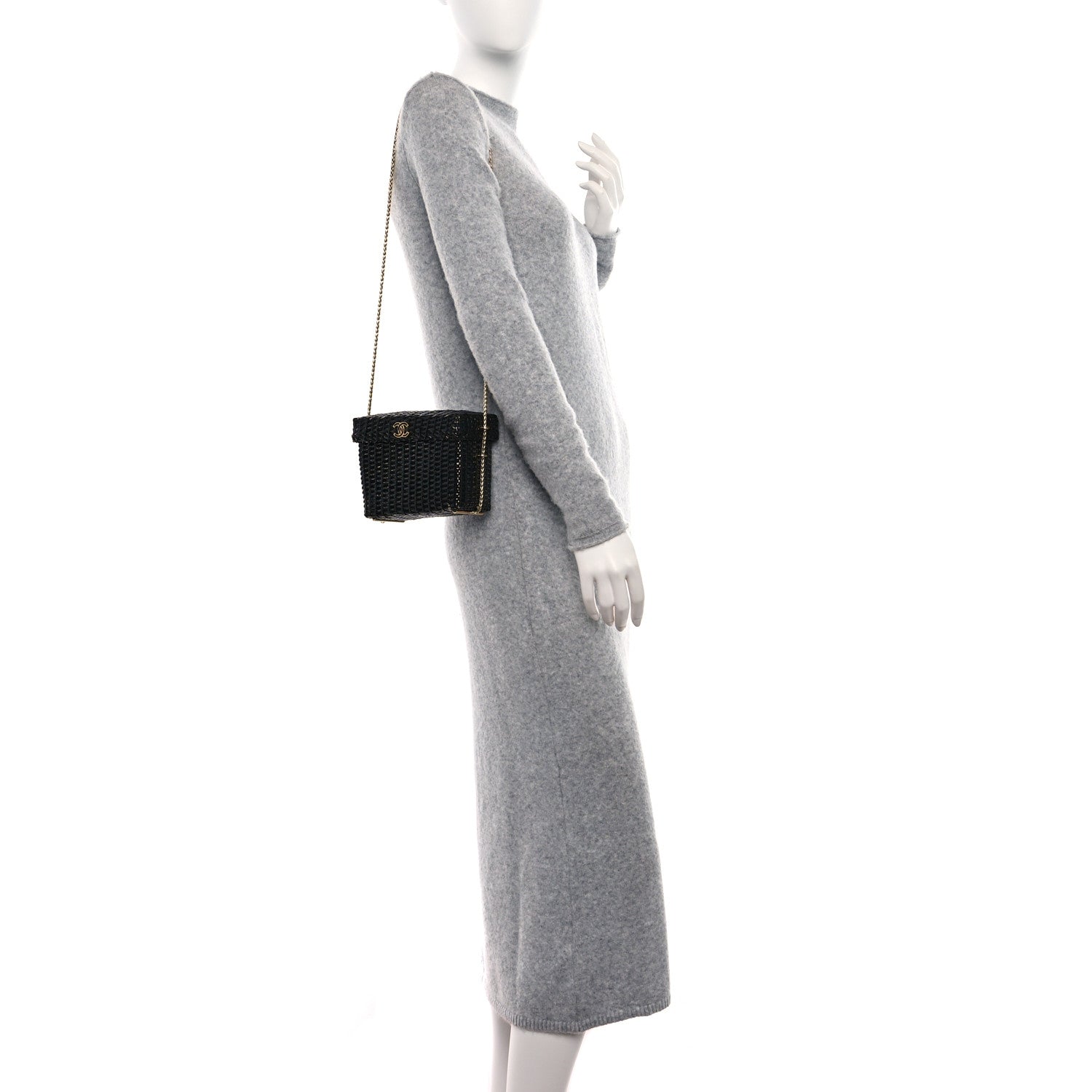 Chanel Patent Rattan Basket Shoulder Bag Black 2 of 9