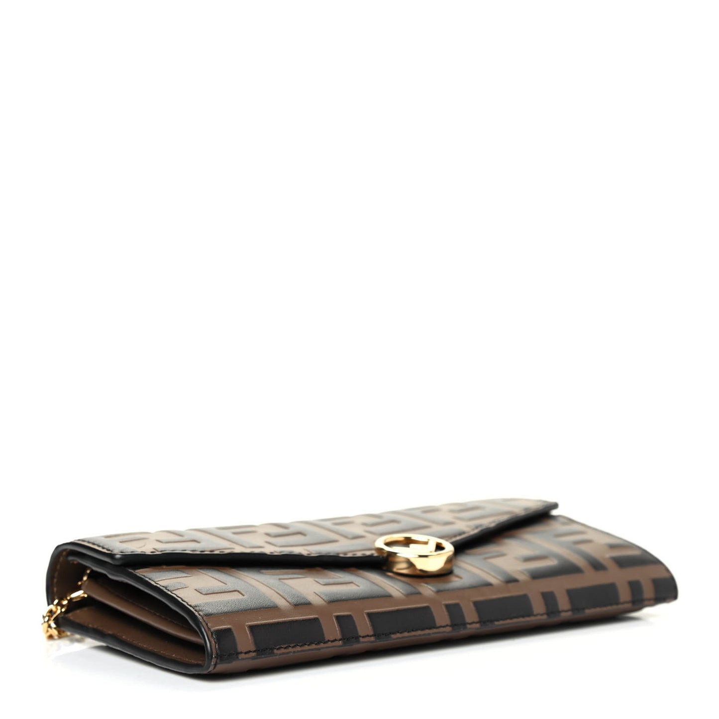 Vitello Soft F is Fendi Bi-Color FF 1974 Embossed Continental Envelope Wallet On Chain Maya Black