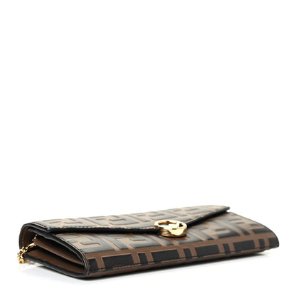 Fendi Vitello Soft F is Fendi Bi-Color FF 1974 Embossed Continental Envelope Wallet On Chain Maya Black 3 of 4