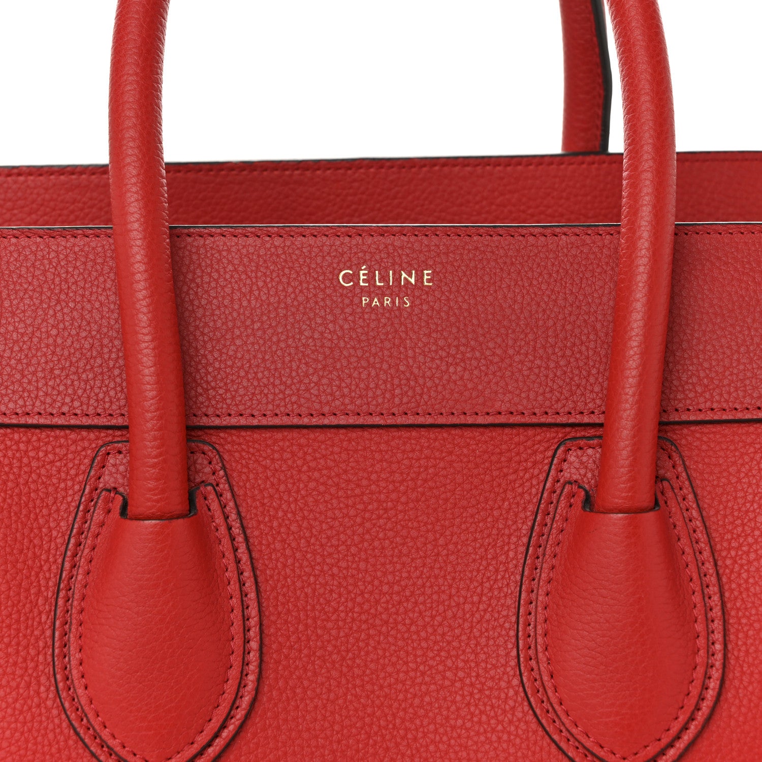 Celine Drummed Calfskin Mini Luggage Coquelicot 8 of 13