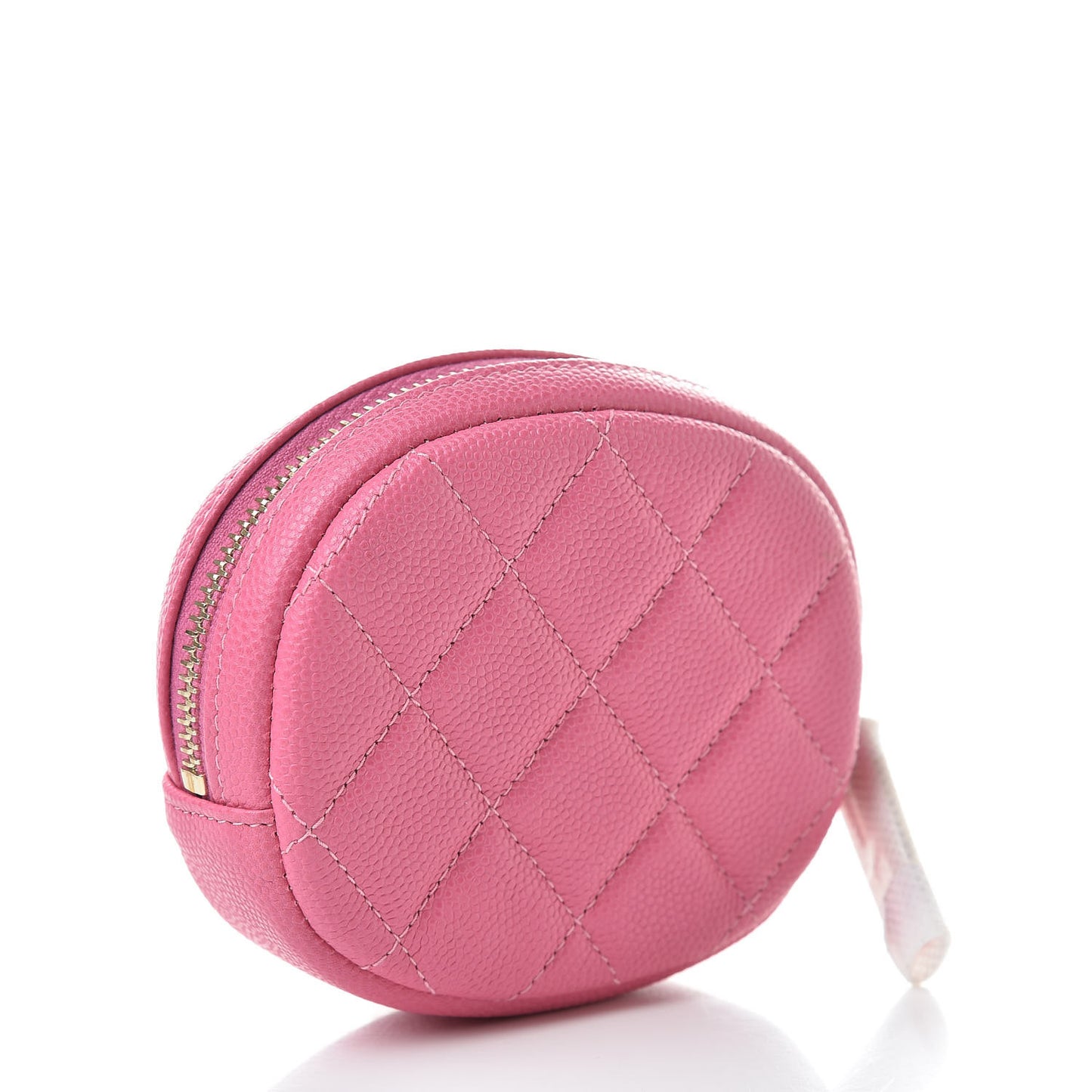 Iridescent Caviar Quilted Zip Around Classic Coin Purse Pink