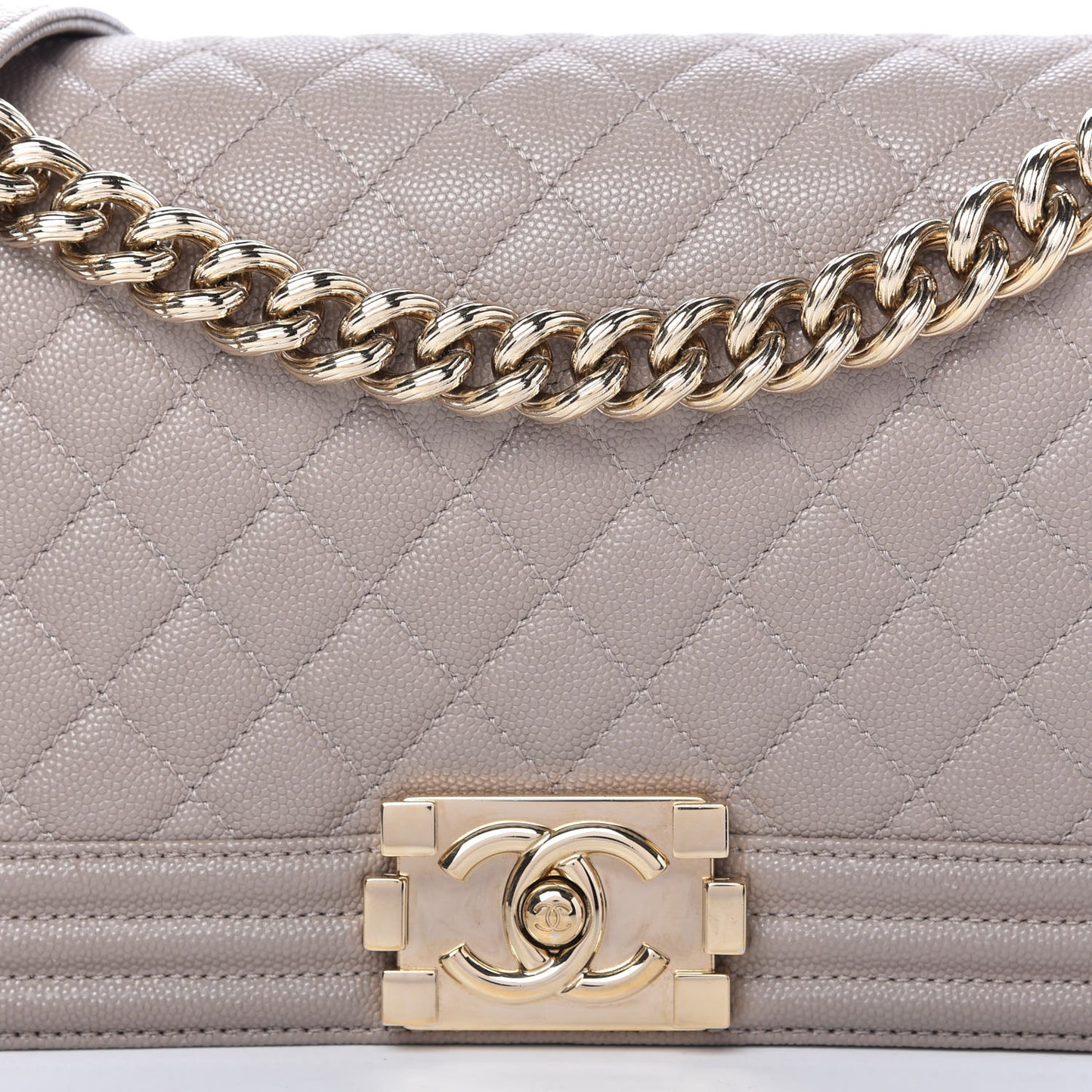 Caviar Quilted Medium Boy Flap Dark Beige