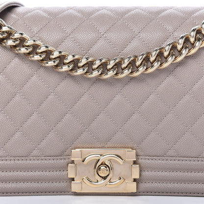 Chanel Caviar Quilted Medium Boy Flap Dark Beige 10 of 10