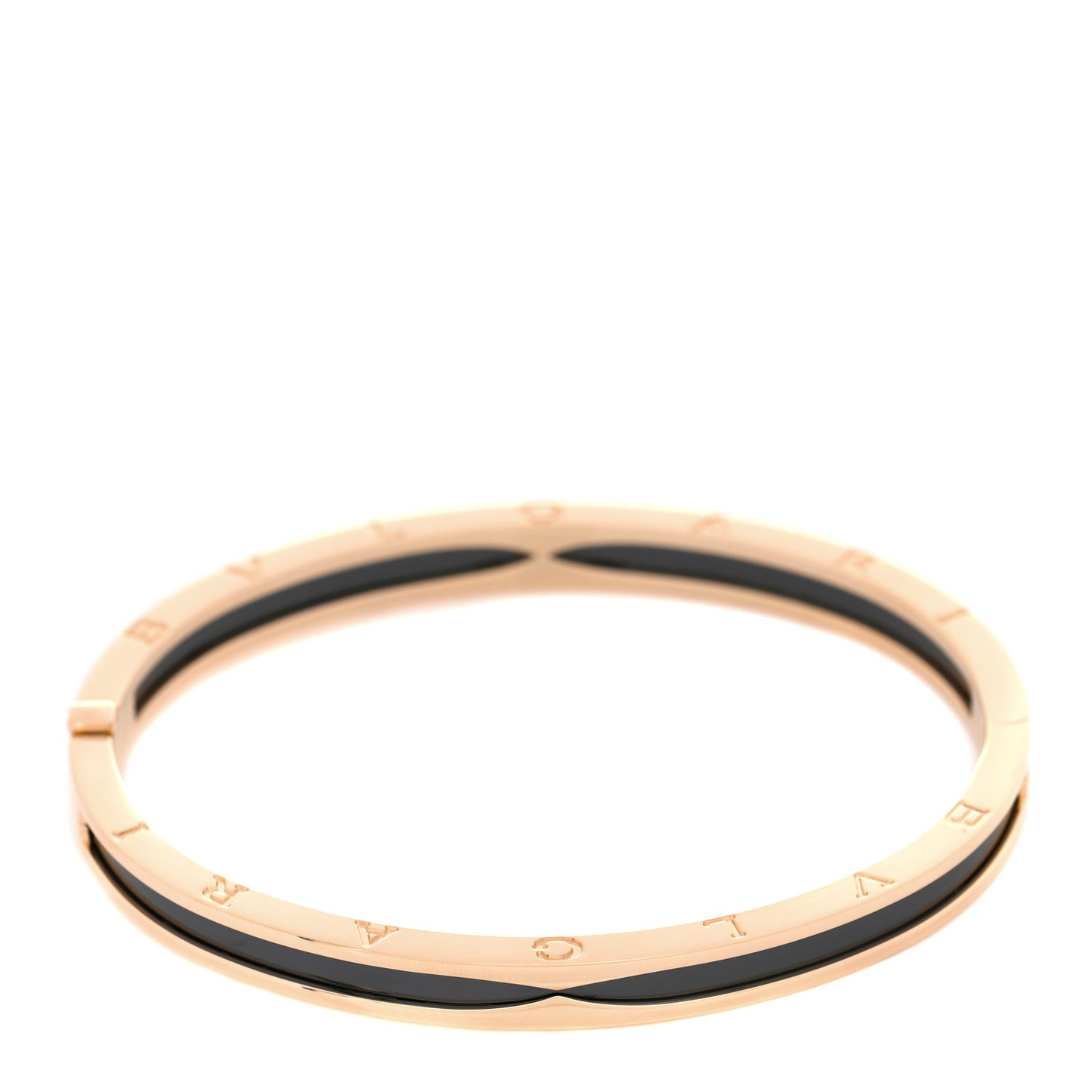 18K Rose Gold Black Ceramic B.Zero1 Bangle Bracelet
