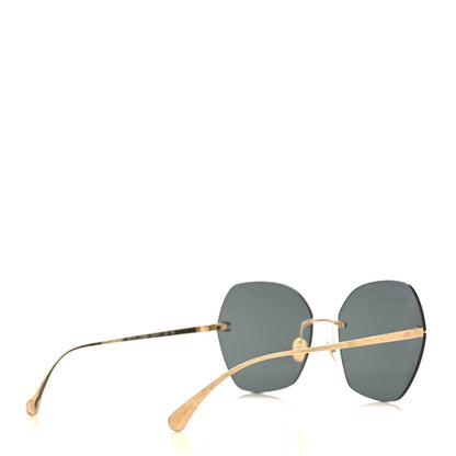 Chanel Titanium Rimless Square Sunglasses 4271-T Gold Black 4 of 7