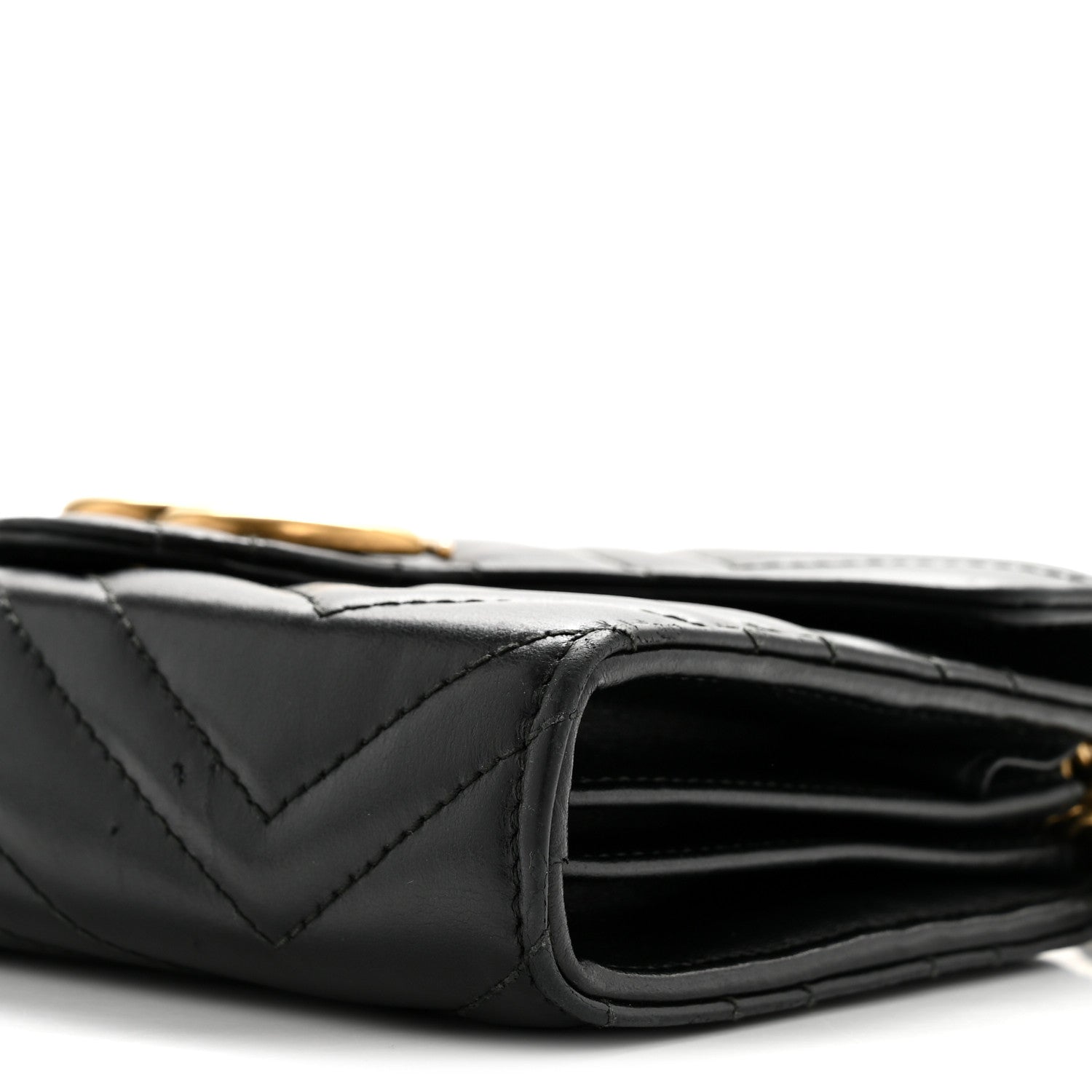 Gucci Calfskin Matelasse GG Marmont Chain Wallet Black 10 of 15