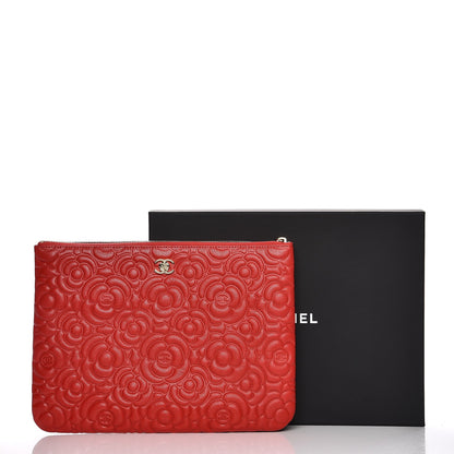 Chanel Caviar Camellia Embossed Medium Cosmetic Case Red 8 of 8