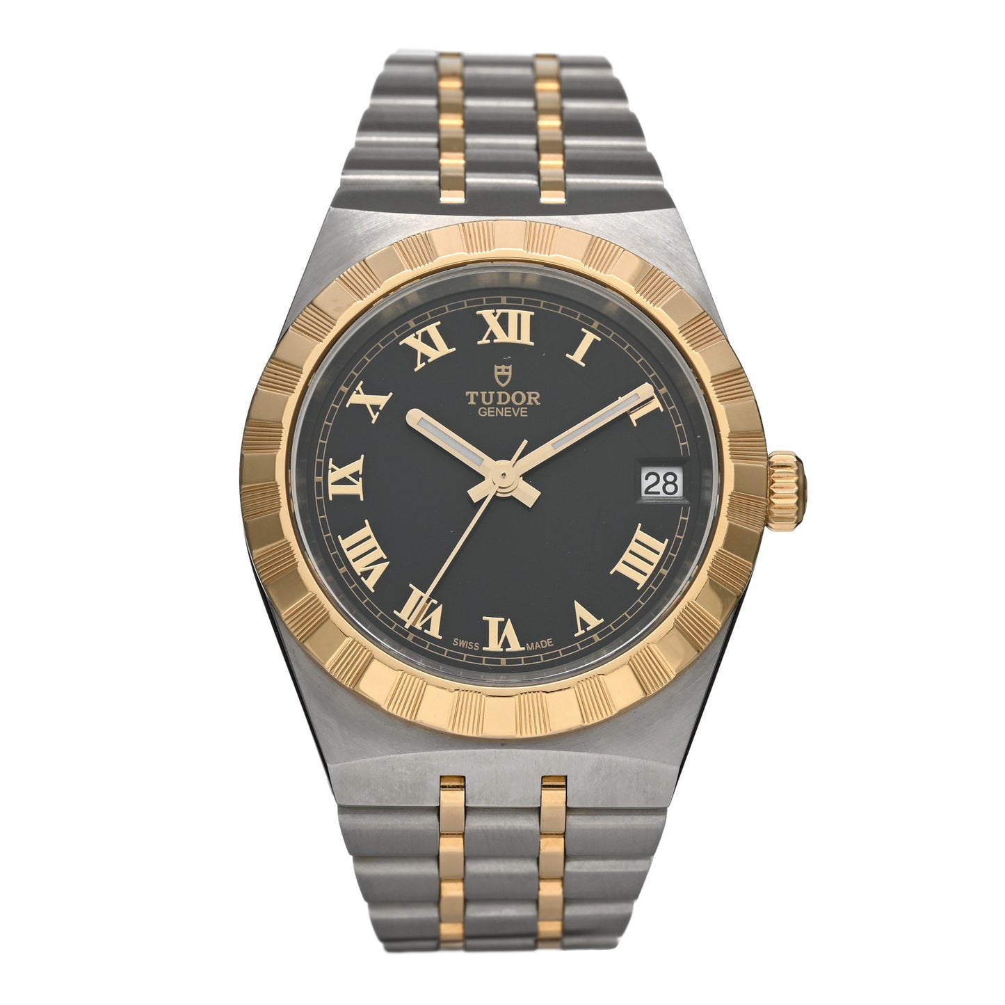 Stainless Steel 18K Yellow Gold 34mm Royal Automatic Watch Black 28403