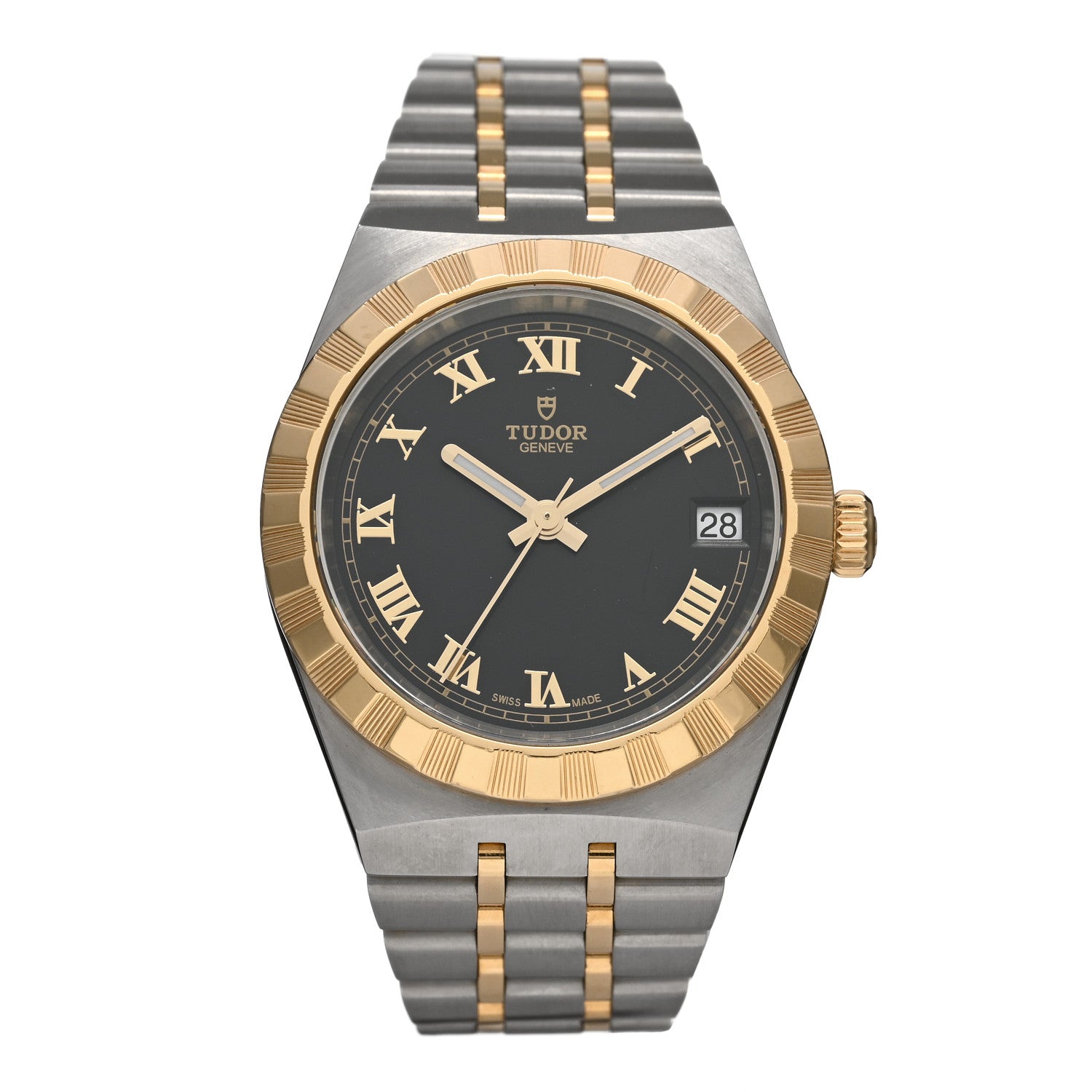 TUDOR Stainless Steel 18K Yellow Gold 34mm Royal Automatic Watch Black 28403 1 of 5