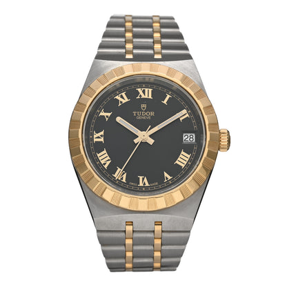 TUDOR Stainless Steel 18K Yellow Gold 34mm Royal Automatic Watch Black 28403 1 of 5