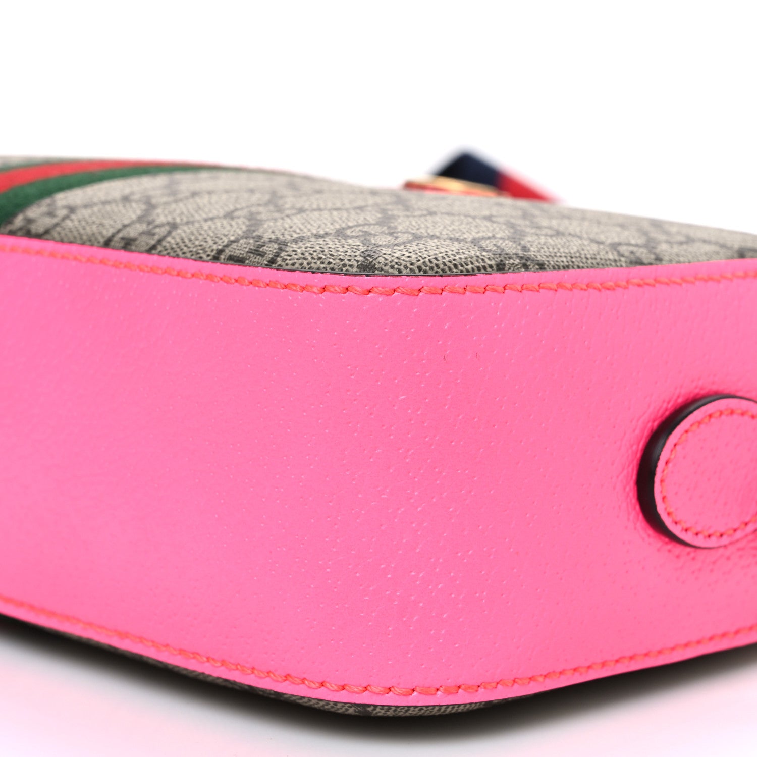 Gucci GG Supreme Monogram Textured Dollar Calfskin Web Ophidia Small Crossbody Bag Beige Ebony Fuchsia 10 of 10