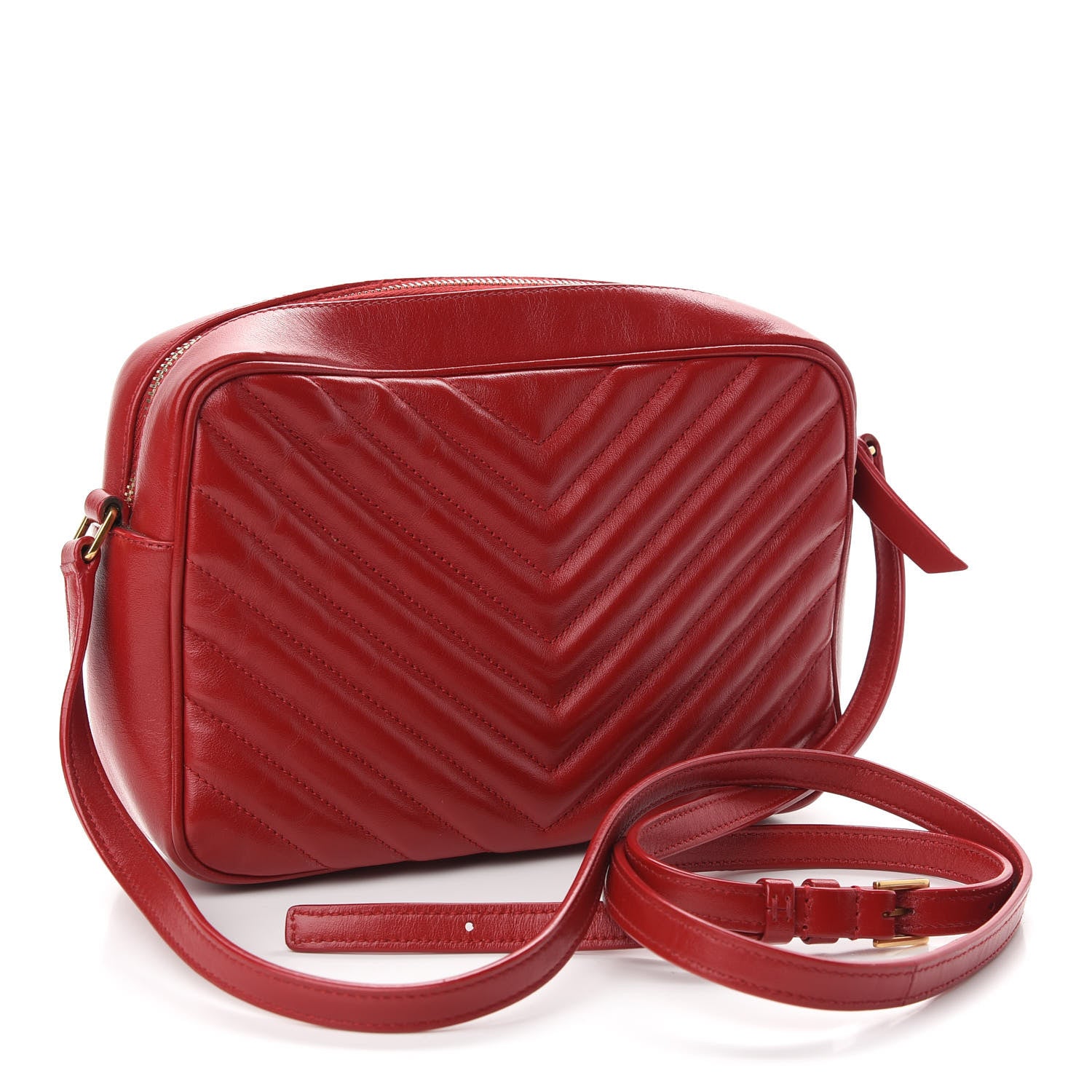 Saint Laurent Calfskin Matelasse Monogram Lou Camera Bag Red 3 of 9