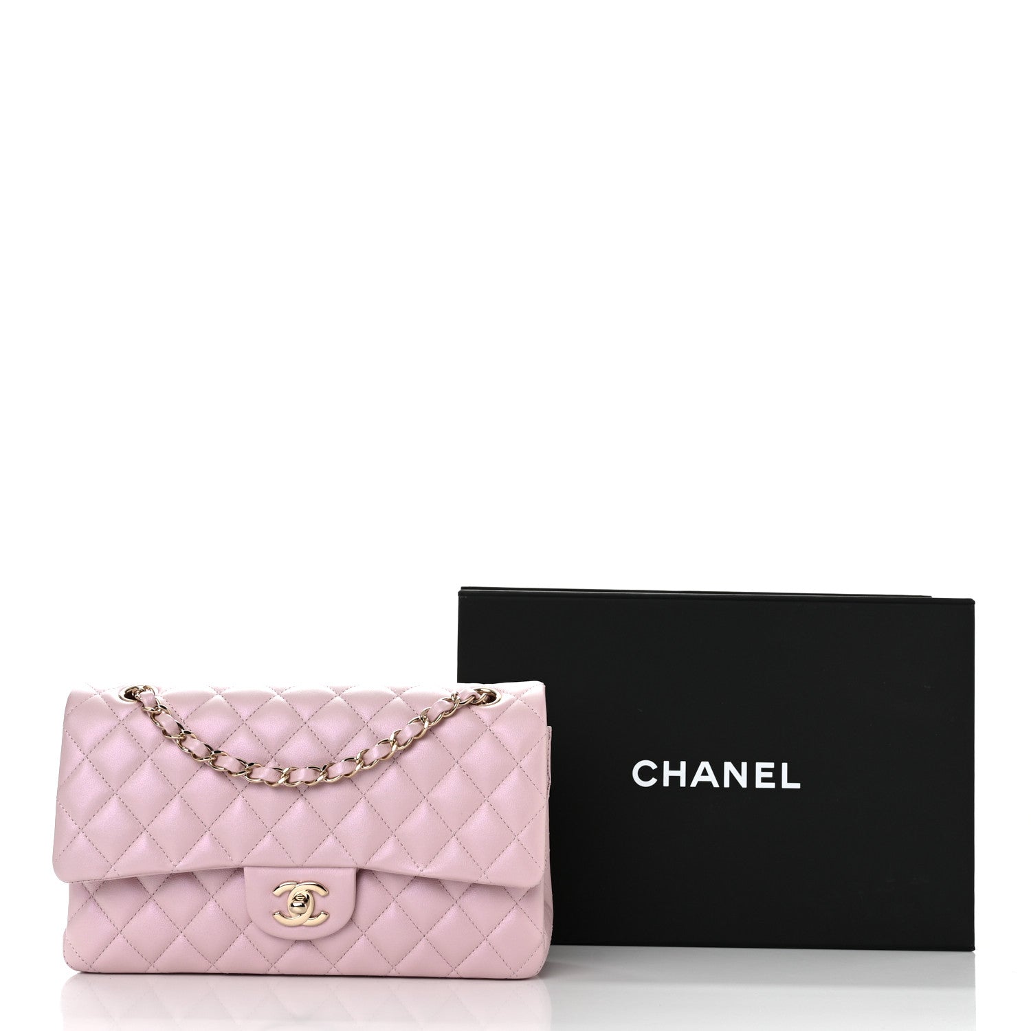 Chanel Iridescent Calfskin Quilted Medium Double Flap Light Pink 11 of 11