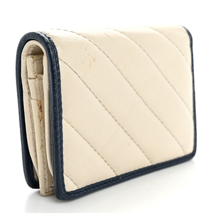 Gucci Vintage Effect Calfskin Matelasse Diagonal Torchon GG Marmont Card Case Wallet Mystic White Blue Agata 3 of 13
