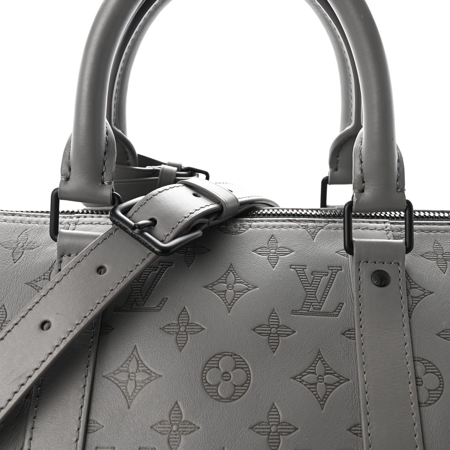 Calfskin Monogram Shadow Keepall Bandouliere 50 Anthracite Gray