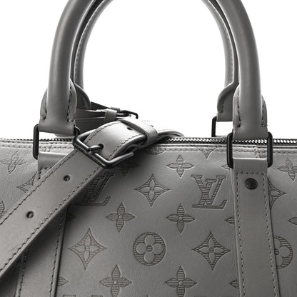 Louis Vuitton Calfskin Monogram Shadow Keepall Bandouliere 50 Anthracite Gray 6 of 8