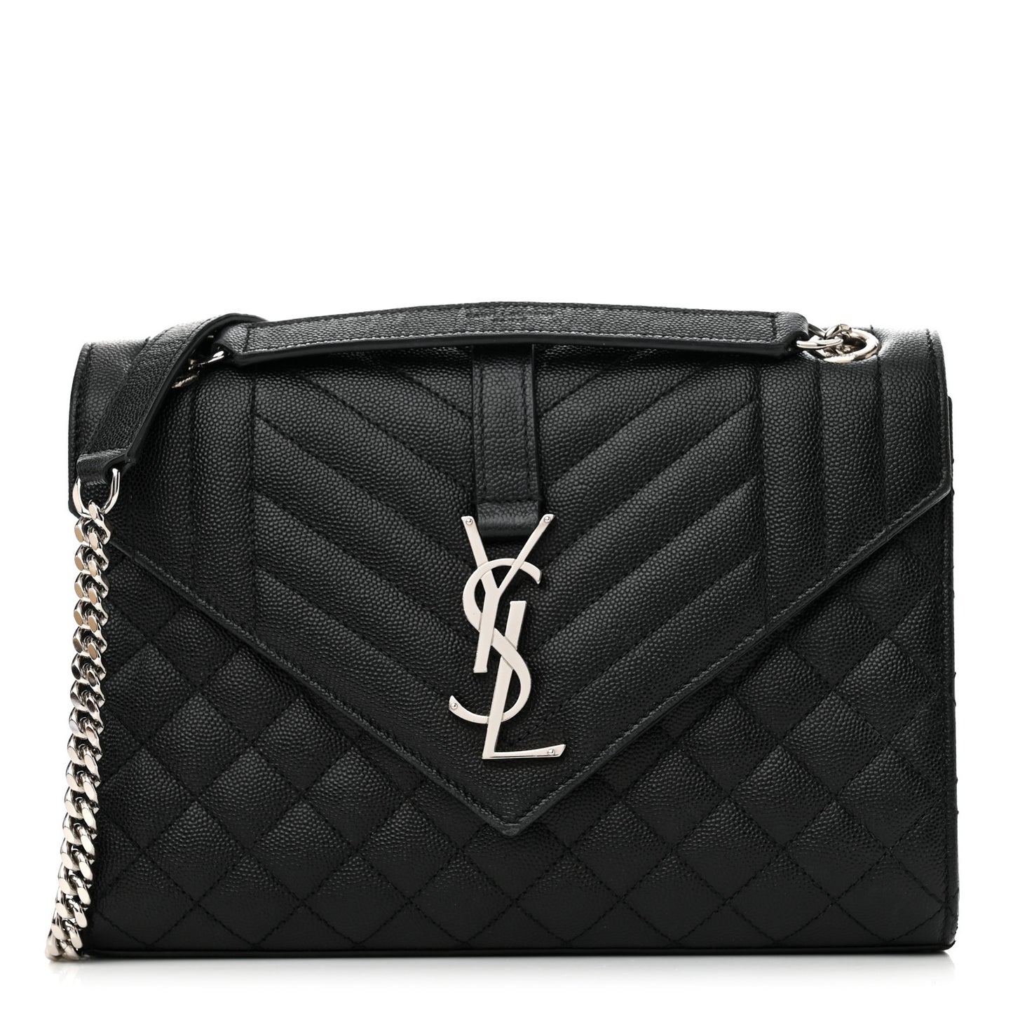 Grain De Poudre Textured Mixed Matelasse Triquilt Medium Monogram Satchel Black