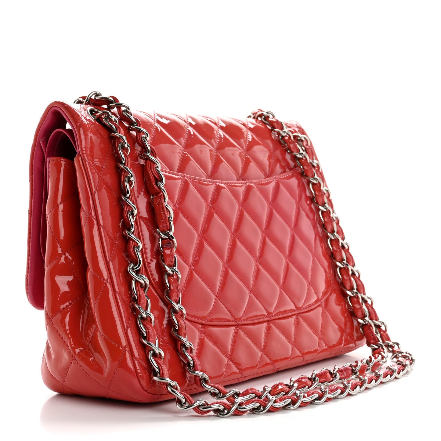Patent Quilted Jumbo Double Flap Pink