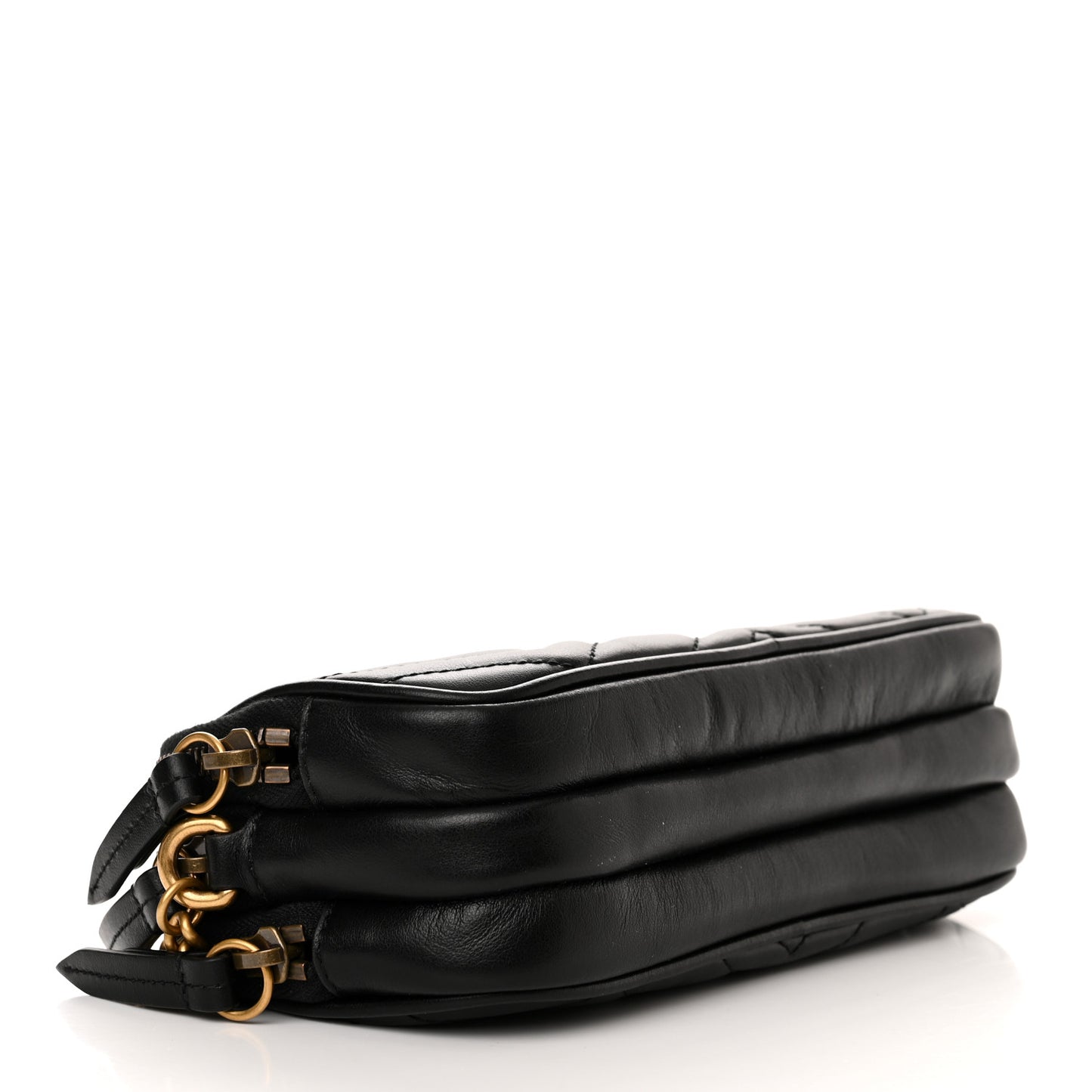 Calfskin Matelasse Mini GG Marmont Chain Crossbody Bag Black
