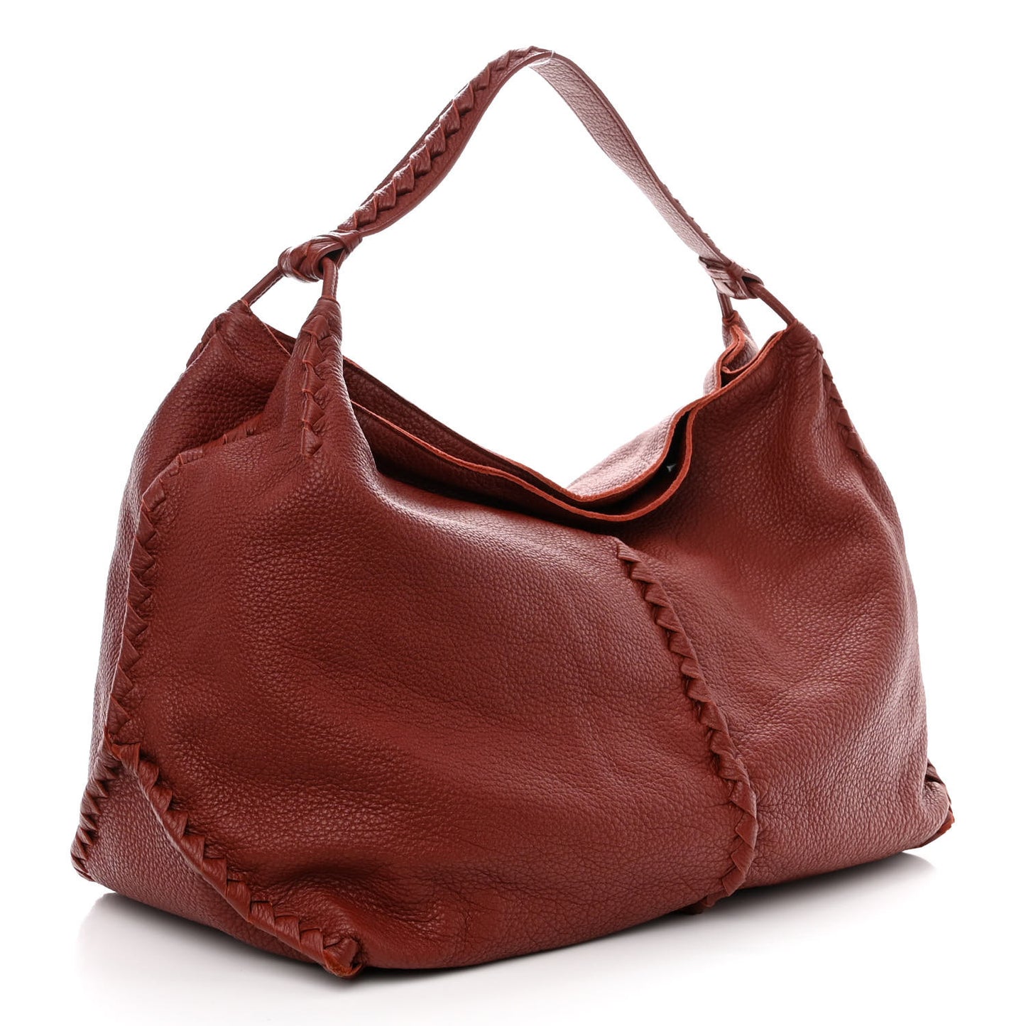 Washed Cervo Deerskin Large Hobo Brique