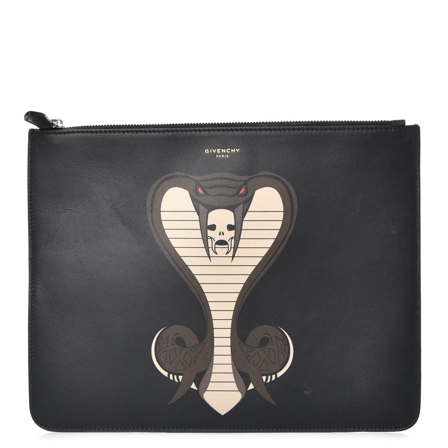 Givenchy Calfskin Cobra Print Zip Pouch Black 1 of 8